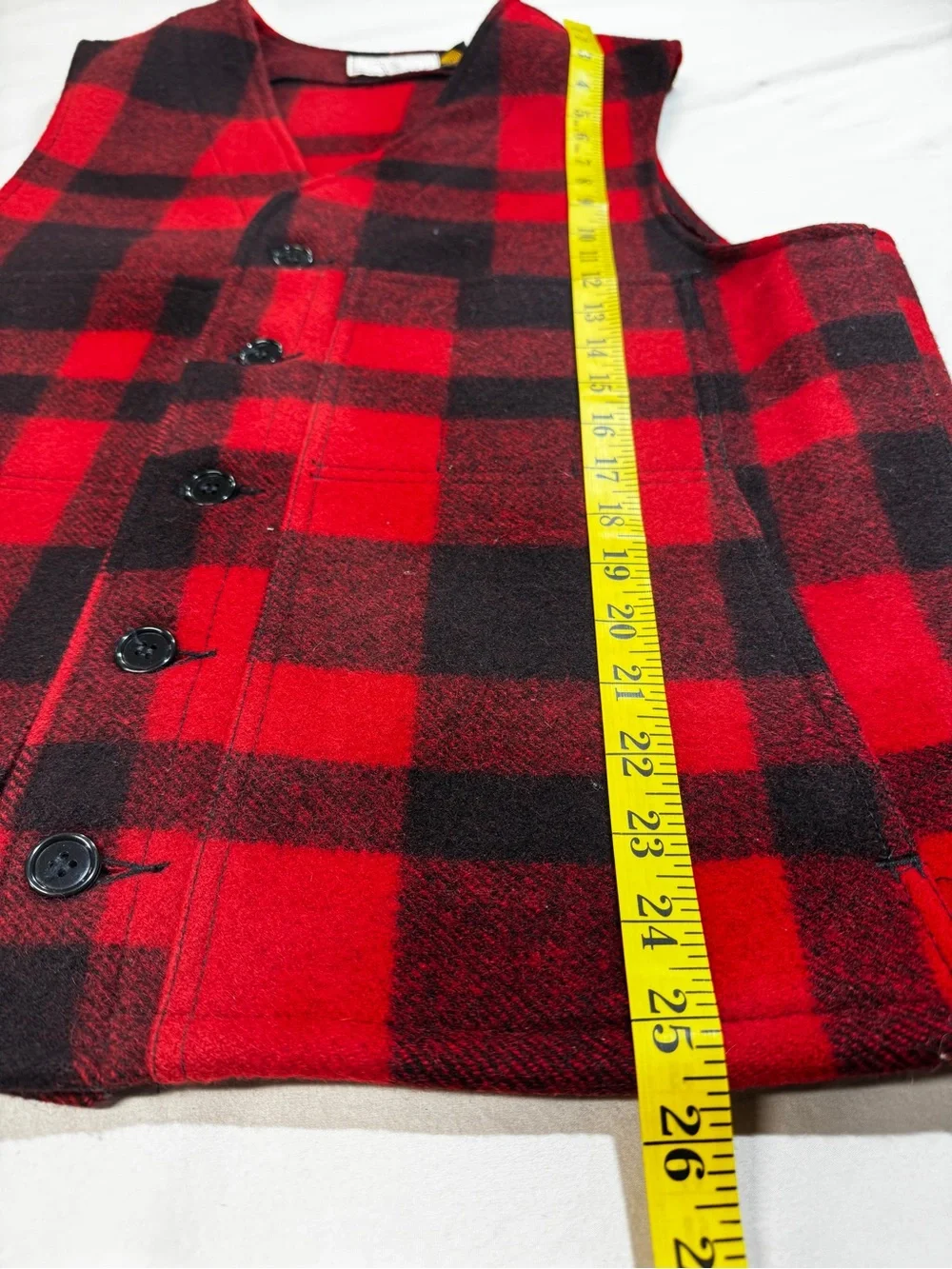 Vintage CC Filson Vest Mens Size 44 Red Mackinaw Wool Buffalo Plaid 80’s